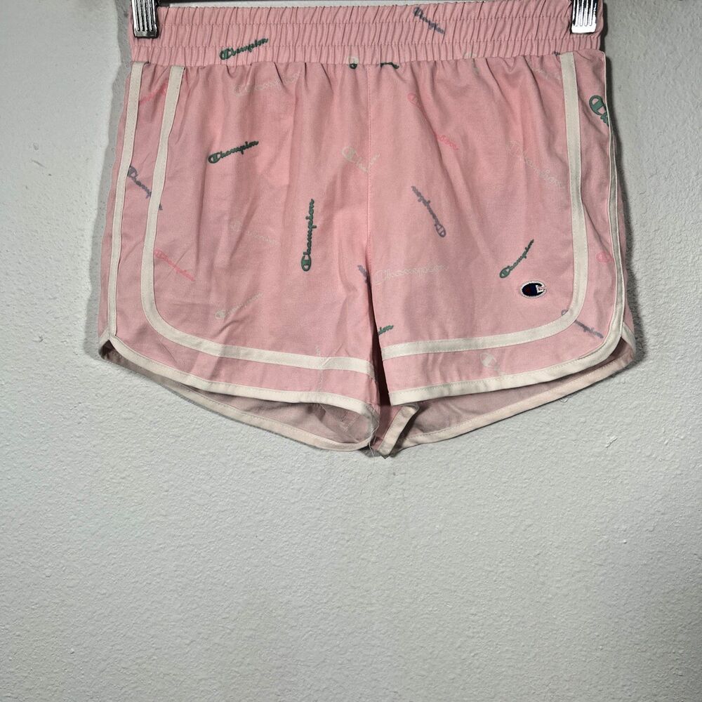 Champion Shorts Womens L Pink Logo Running Athletic